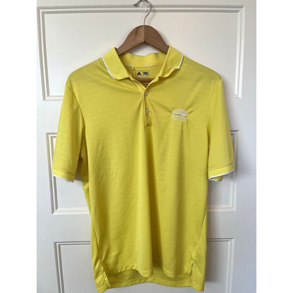 Adidas Climacool Golf Polo Shirt Mens Medium Yellow Alta Mesa Golf Club